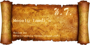 Wesely Tamás névjegykártya
